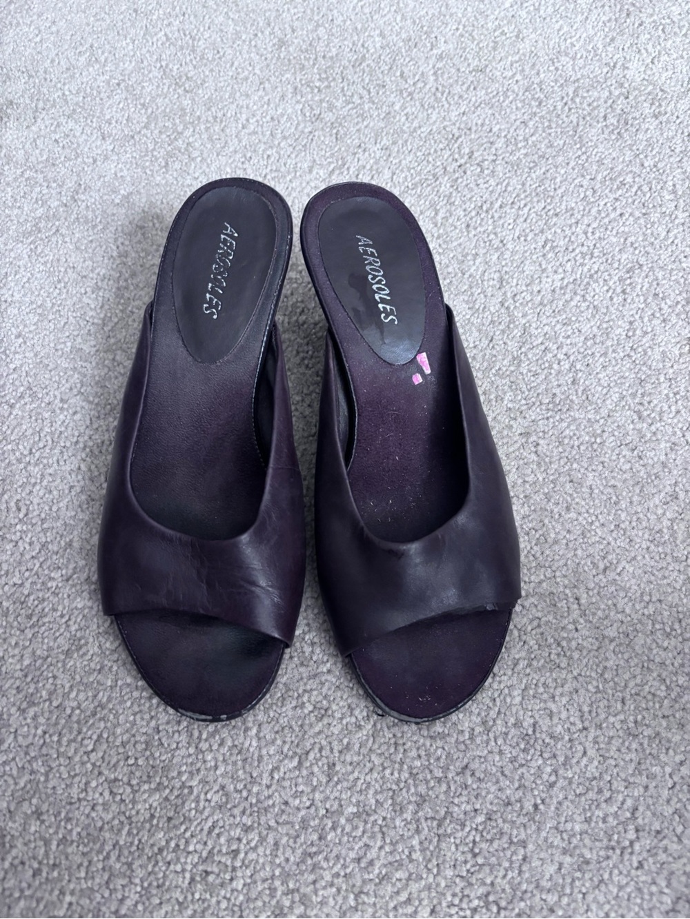 AEROSOLES brown Open-Toe Slide Mules